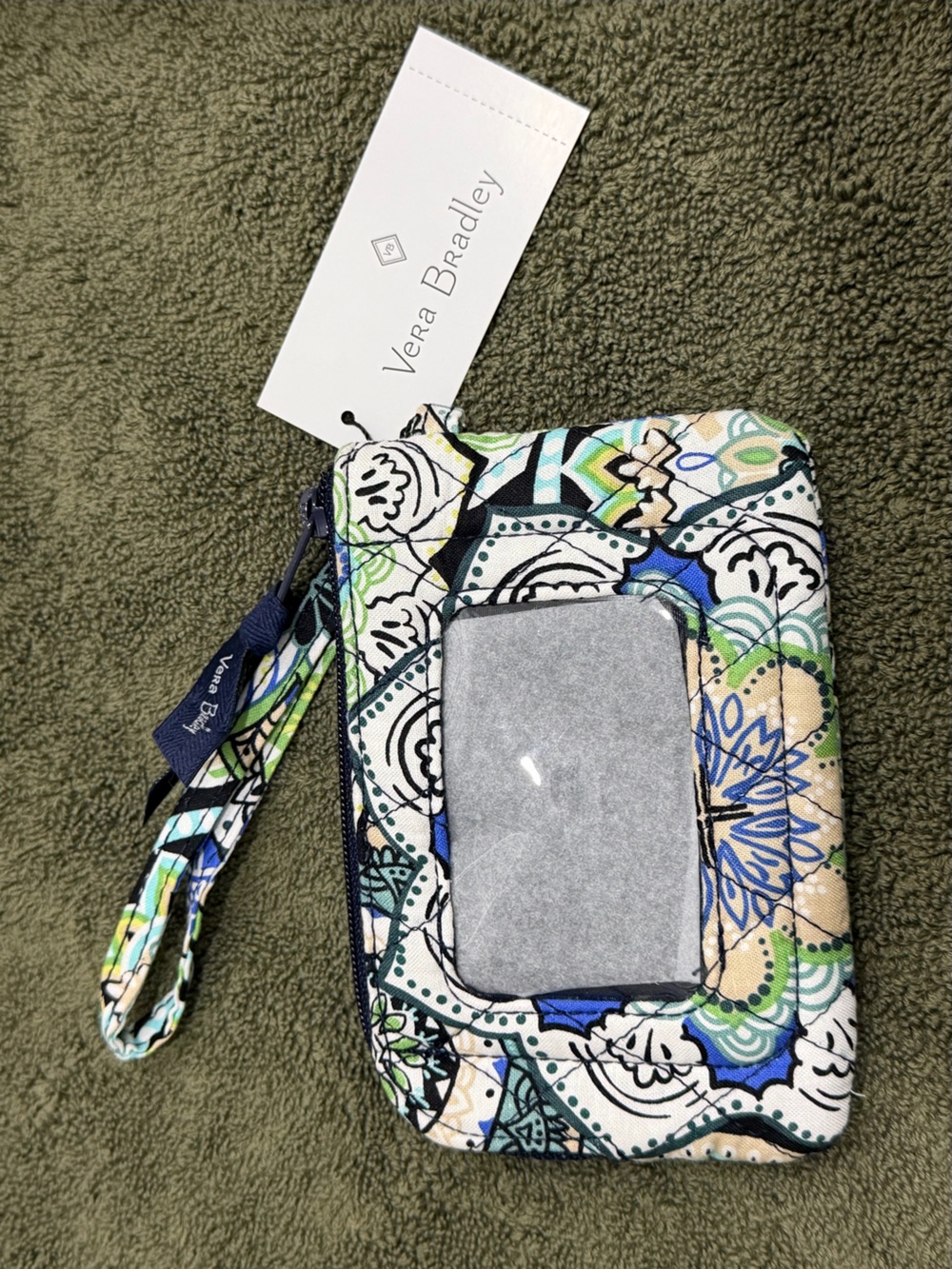NWT - Vera Bradley Blue Green Floral Quilted Wristlet